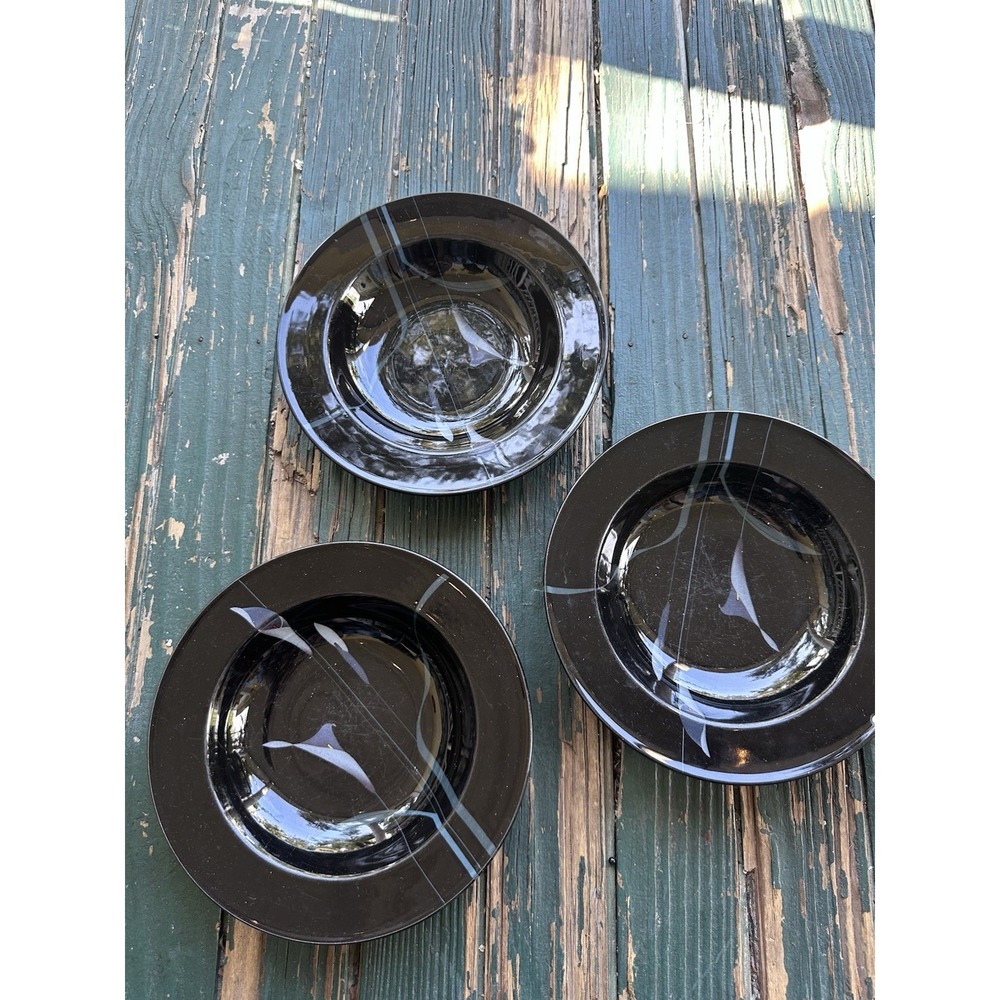 Mikasa Galleria Opus Black Calla Lily Salad Plate 8.25" FK701 Japan Floral Lot 3